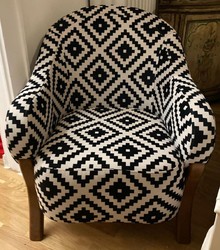 Luxus Art Deco Wohnzimmer Sessel Weiß Schwarz Braun Luxury Art Deco Living Room Armchair White Black Brown