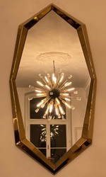Casa Padrino espejo de diseño de lujo dorado 81 x A. 157 cm - Espejo de pared de metal octogonal - Espejo de armario - Espejo de salón - Muebles de diseño de lujo - Interior de lujo