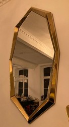 Casa Padrino espejo de diseño de lujo dorado 81 x A. 157 cm - Espejo de pared de metal octogonal - Espejo de armario - Espejo de salón - Muebles de diseño de lujo - Interior de lujo