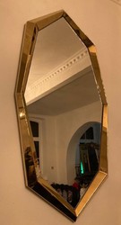Casa Padrino espejo de diseño de lujo dorado 81 x A. 157 cm - Espejo de pared de metal octogonal - Espejo de armario - Espejo de salón - Muebles de diseño de lujo - Interior de lujo