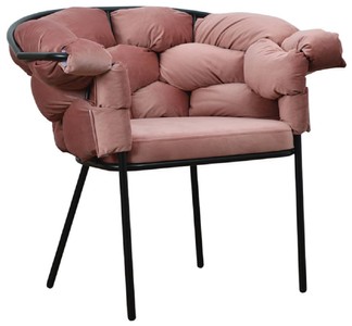 Casa Padrino poltrona di design di lusso rosa / nero 81 x 64 x A. 75 cm - Poltrona da soggiorno - Mobili da soggiorno - Mobili di lusso - Arredi da soggiorno - Arredi di lusso - Di lusso mobili