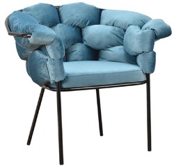 Casa Padrino luxury designer armchair light blue / black 81 x 64 x H. 75 cm - Living room armchair - Hotel armchair - Living room furniture - Luxury furniture - Luxury living room furnishings