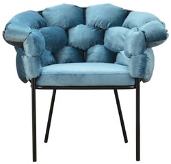 Casa Padrino luxury designer armchair light blue / black 81 x 64 x H. 75 cm - Living room armchair - Hotel armchair - Living room furniture - Luxury furniture - Luxury living room furnishings