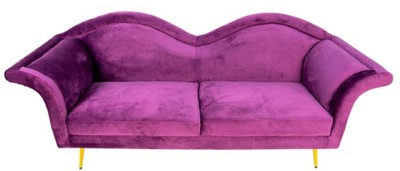 Casa Padrino divano a 3 posti di design di lusso viola / oro 215 x 73 x A. 85 cm - Divano da soggiorno - Mobili da soggiorno - Mobili di lusso - Mobili di design - Arredi da soggiorno di lusso