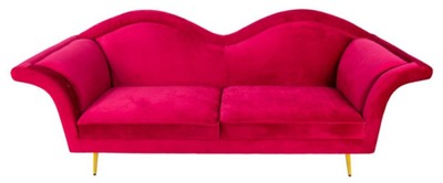 Casa Padrino divano a 3 posti di design di lusso rosso / oro 215 x 73 x A. 85 cm - Divano da soggiorno - Mobili da soggiorno - Mobili di lusso - Mobili di design - Arredi da soggiorno di lusso