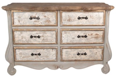 Landhausstil Shabby Chic Kommode Schrank Grau Beige Gold Braun Country Style Shabby Chic Chest of Drawers Gray Beige Gold Brown