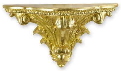 Casa Padrino consola de pared de resina barroco oro 35,8 x 16 x A. 20 cm - Consola de decoración de pared de poliresina en estilo barroco - Accesorios decorativos barrocos - Muebles barrocos