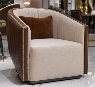 Casa Padrino poltrona di design di lusso naturale / marrone / grigio - Poltrona da soggiorno - Mobili da soggiorno - Mobili di lusso - Arredi da soggiorno - Arredi di lusso - Di lusso mobili