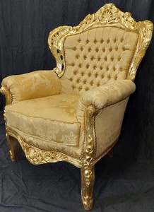 Casa Padrino sillón barroco oro - Sillón de salón de estilo barroco hecho a mano con pedrería - Muebles barrocos - Muebles de salón de estilo barroco