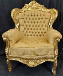 Casa Padrino fauteuil baroque or - Fauteuil de salon de style baroque fait main avec strass - Fauteuil de style ancien - Meuble baroque - Meuble de salon de style baroque