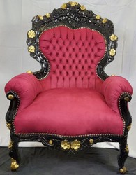 Prunkvoller Barock Wohnzimmer Sessel Boardeauxrot Schwarz Gold Magnificent Baroque Living Room Armchair Boardeaux Red Black Gold