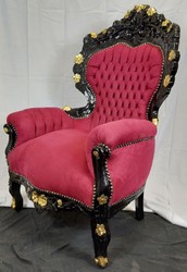 Prunkvoller Barock Wohnzimmer Sessel Boardeauxrot Schwarz Gold Magnificent Baroque Living Room Armchair Boardeaux Red Black Gold