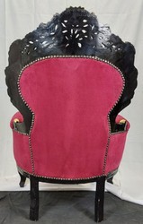 Prunkvoller Barock Wohnzimmer Sessel Boardeauxrot Schwarz Gold Magnificent Baroque Living Room Armchair Boardeaux Red Black Gold