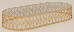 Casa Padrino luxury garden table gold 160 x 80 x H. 40 cm - Powder coated aluminum garden & patio table with glass top - Garden furniture - Patio furniture - Luxury furniture - Made in Italy
