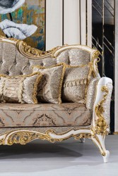 Casa Padrino sofá barroco de lujo plata / beige / negro / blanco / oro - Magnífico sofá de salón con pedrería - Muebles de salón estilo barroco - Muebles de lujo estilo barroco - Muebles barrocos