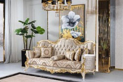Casa Padrino sofá barroco de lujo plata / beige / negro / blanco / oro - Magnífico sofá de salón con pedrería - Muebles de salón estilo barroco - Muebles de lujo estilo barroco - Muebles barrocos