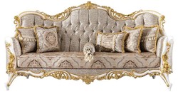 Casa Padrino sofá barroco de lujo plata / beige / negro / blanco / oro - Magnífico sofá de salón con pedrería - Muebles de salón estilo barroco - Muebles de lujo estilo barroco - Muebles barrocos