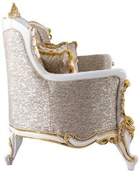 Casa Padrino sofá barroco de lujo plata / beige / negro / blanco / oro - Magnífico sofá de salón con pedrería - Muebles de salón estilo barroco - Muebles de lujo estilo barroco - Muebles barrocos