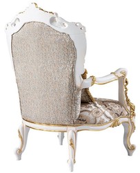 Casa Padrino fauteuil baroque de luxe argent / beige / noir / blanc / or - Magnifique fauteuil de salon avec strass - Meuble de salon de style baroque - Meuble de luxe de style baroque