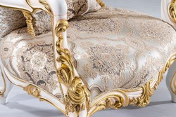 Casa Padrino fauteuil baroque de luxe argent / beige / noir / blanc / or - Magnifique fauteuil de salon avec strass - Meuble de salon de style baroque - Meuble de luxe de style baroque