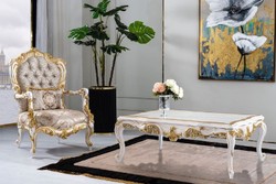 Casa Padrino fauteuil baroque de luxe argent / beige / noir / blanc / or - Magnifique fauteuil de salon avec strass - Meuble de salon de style baroque - Meuble de luxe de style baroque