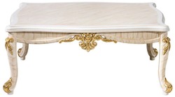 Casa Padrino tavolo da soggiorno barocco di lusso beige / bianco / oro - Magnifico tavolo da salotto in stile barocco - Mobili barocchi - Arredi barocchi - Mobili di lusso in stile barocco