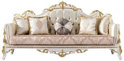Casa Padrino canapé baroque de luxe or / argent / marron / blanc / or - Magnifique canapé de salon avec strass - Meuble de salon de style baroque - Meuble de luxe de style baroque