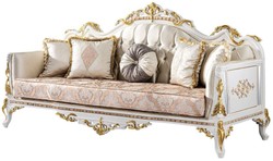 Casa Padrino canapé baroque de luxe or / argent / marron / blanc / or - Magnifique canapé de salon avec strass - Meuble de salon de style baroque - Meuble de luxe de style baroque