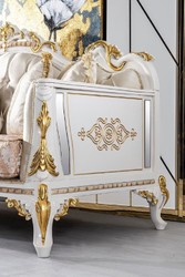 Casa Padrino canapé baroque de luxe or / argent / marron / blanc / or - Magnifique canapé de salon avec strass - Meuble de salon de style baroque - Meuble de luxe de style baroque