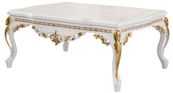 Casa Padrino table basse baroque de luxe blanc / marron / or - Magnifique table de salon de style baroque - Meuble baroque - Ameublement baroque - Meuble de luxe de style baroque
