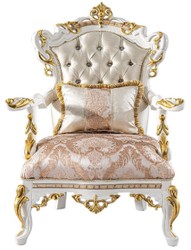 Casa Padrino luxury baroque armchair gold / silver / brown / white / gold - Magnificent living room armchair with rhinestones - Baroque style living room furniture - Luxury furniture baroque style