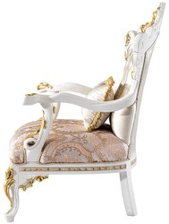 Casa Padrino luxury baroque armchair gold / silver / brown / white / gold - Magnificent living room armchair with rhinestones - Baroque style living room furniture - Luxury furniture baroque style