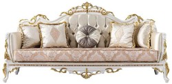 Casa Padrino luxury baroque living room set gold / silver / brown / white / gold - 2 Baroque Sofas & 2 Baroque Armchairs & 1 Baroque Coffee Table - Luxury furniture in baroque style