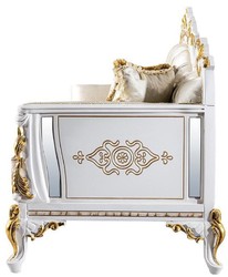 Casa Padrino luxury baroque living room set gold / silver / brown / white / gold - 2 Baroque Sofas & 2 Baroque Armchairs & 1 Baroque Coffee Table - Luxury furniture in baroque style