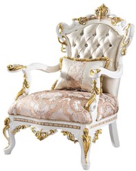 Casa Padrino luxury baroque living room set gold / silver / brown / white / gold - 2 Baroque Sofas & 2 Baroque Armchairs & 1 Baroque Coffee Table - Luxury furniture in baroque style
