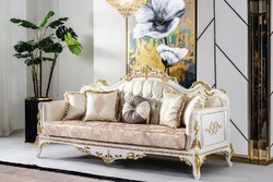 Casa Padrino luxury baroque living room set gold / silver / brown / white / gold - 2 Baroque Sofas & 2 Baroque Armchairs & 1 Baroque Coffee Table - Luxury furniture in baroque style