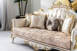 Casa Padrino luxury baroque living room set gold / silver / brown / white / gold - 2 Baroque Sofas & 2 Baroque Armchairs & 1 Baroque Coffee Table - Luxury furniture in baroque style
