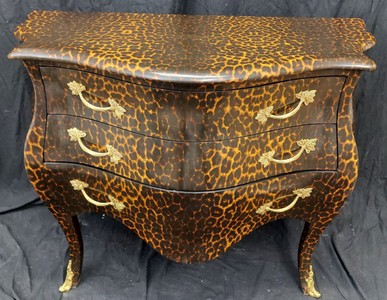 Casa Padrino Barock Kommode mit 3 Schubladen Leopard / Gold - Handgefertigte Massivholz Kommode im Barockstil - Schlafzimmer Möbel im Barockstil - Barock Möbel - Barock Einrichtung