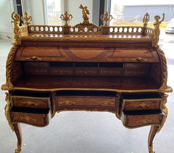 Casa Padrino segretario barocco di lusso intarsio marrone / oro - Magnifica scrivania in stile barocco - Mobili per ufficio barocco - Mobili in stile barocco - Arredamento per ufficio barocco
