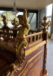 Luxus Barock Sekretär Schreibtisch Braun Intasien Gold Luxury Baroque Secretary Desk Brown Intasia Gold