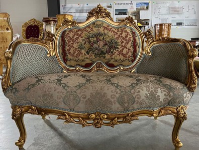 Casa Padrino canapé baroque multicolore / or - Canapé de salon fait main de style baroque - Magnifique meuble baroque - Meuble de salon de style baroque - Noble & Magnifique