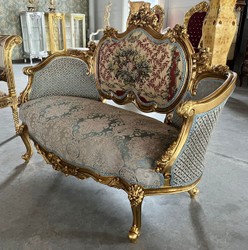 Casa Padrino canapé baroque multicolore / or - Canapé de salon fait main de style baroque - Magnifique meuble baroque - Meuble de salon de style baroque - Noble & Magnifique