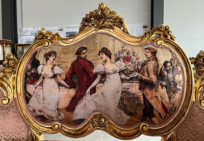 Casa Padrino Barock Sofa Rosa / Mehrfarbig / Gold - Handgefertigtes Wohnzimmer Sofa im Barockstil - Prunkvolle Barock Möbel - Barockstil Wohnzimmer Möbel - Edel & Prunkvoll