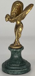 Casa Padrino sculpture poids des papiers de luxe femme aux ailes or / vert 7 x 8 x H. 16 cm - Elégante figure en bronze avec socle en marbre - Décoration de bureau - Décoration de luxe