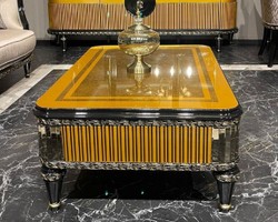 Casa Padrino mesa de centro barroco de lujo oro / negro / oro - Magnífica mesa de salón de estilo barroco - Muebles de salón estilo barroco - Muebles de lujo estilo barroco - Muebles barrocos