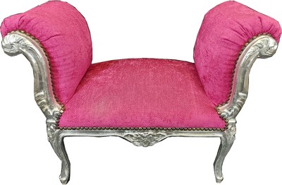 Casa Padrino baroque stool pink / silver - Handmade antique style stool - Baroque style stool - Living room furniture in baroque style - Baroque style furniture - Baroque furniture Casa Padrino baroque stool pink / silver - Handmade antique style stool - Baroque style stool - Living room furniture in baroque style - Baroque style furniture - Baroque furniture