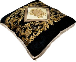 Harald Glööckler almohada decorativa de lujo Pompöös de Casa Padrino negro / crema / marrón / oro - Almohadas de diseño - Almohadas Glööckler - Harald Glööckler accesorios decorativos de diseño