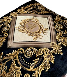 Harald Glööckler almohada decorativa de lujo Pompöös de Casa Padrino negro / crema / marrón / oro - Almohadas de diseño - Almohadas Glööckler - Harald Glööckler accesorios decorativos de diseño