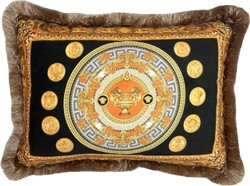 Luxus Barock Deko Kissen mit Fransen Vase und Münzen Luxury Baroque Decorative Pillow with Fringes Vase and Coins Luxus Barock Deko Kissen mit Fransen Vase und Münzen Luxury Baroque Decorative Pillow with Fringes Vase and Coins