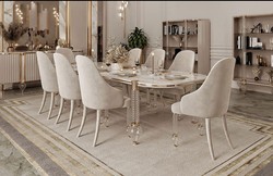 Luxus Art Deco Esszimmer Set Esstisch und 6 Stühle Weiß Grau Gold Luxury Art Deco Dining Room Set Dining Table and 6 Chairs White Gray Gold Luxus Art Deco Esszimmer Set Esstisch und 6 Stühle Weiß Grau Gold Luxury Art Deco Dining Room Set Dining Table and 6 Chairs White Gray Gold